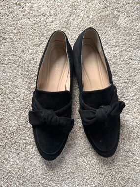 Pelle Moda Black Bow Suede Loafers by